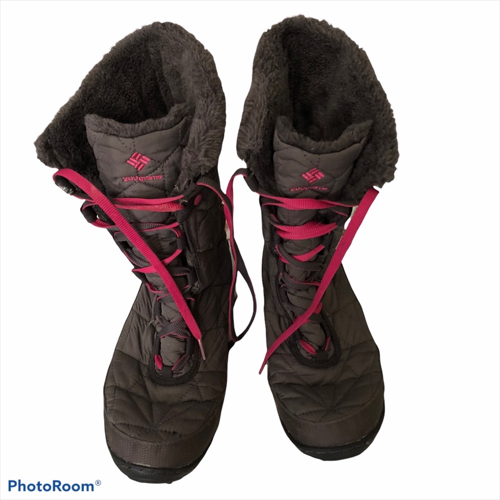 Columbia Gray quilted Waterproof Fur Lined Boots 7
